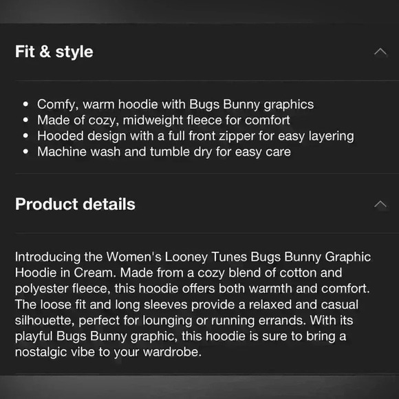 Looney Tune Zip-Up Hoodie Jacket Sized To Waist  Women’s Size M USA Olympic - Picture 5 of 12